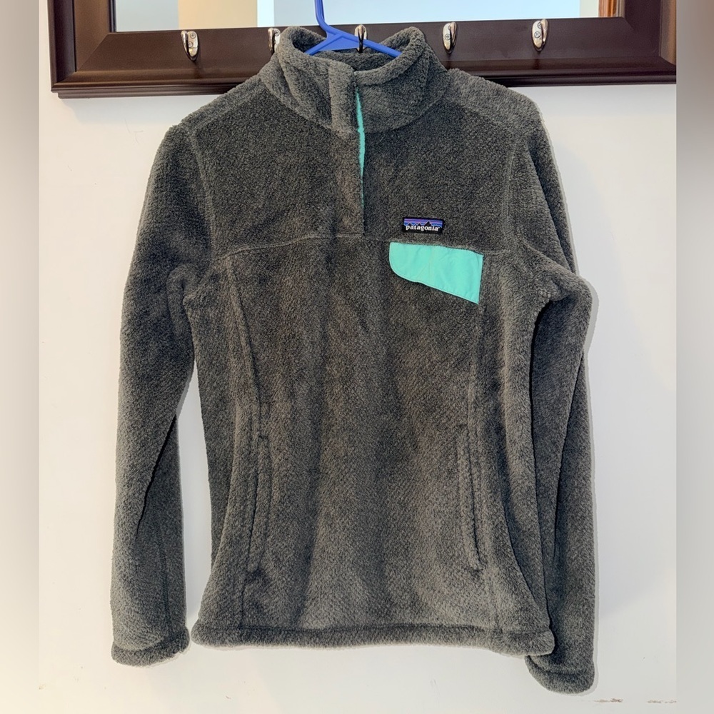 Patagonia Re-Tool Snap-T Fleece Pullover Grey/Teal Size Medium